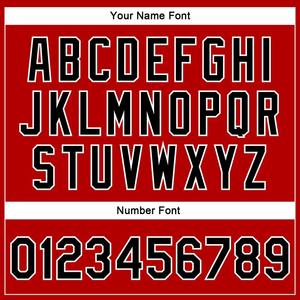 Bomber personnalisé rouge noir-blanc à motifs 3D veste Varsity Letterman coupe-vent veste universitaire vintage pour hommes - Product Image 2