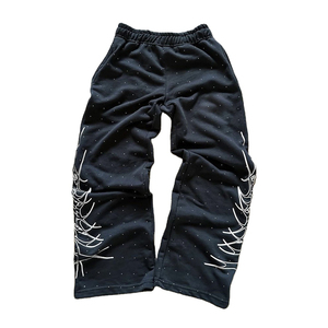 Jogger con gráfico personalizado para hombre, pantalones acampanados lavados con ácido, deportes, gimnasio, cordones, pantalones de chándal apilados de algodón pesado, informales, 6XL, venta al por mayor - Product Image 1