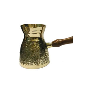 กาน้ำชาและกาแฟแบบตุรกีหม้อโลหะทองเหลืองขัดเงาด้วยมือสไตล์โบราณ - Product Image 2