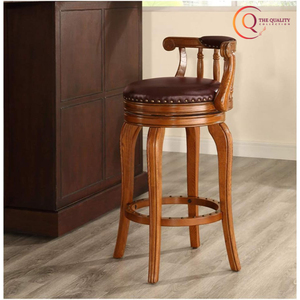 Tabouret de luxe en cuir cuisine pivotante en bois moderne pas cher tabouret haut chaise de bar disponible en forme et taille personnalisées - Product Image 4