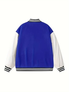 2025 nueva chaqueta universitaria de alta calidad hecha a medida para mujer cuerpo de lana y mangas de cuero brillante chaqueta de béisbol con letras a la venta - Product Image 3