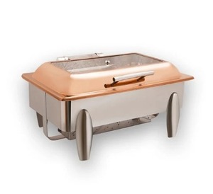 Vente flash : Plat à réchaud carré en verre demi-cercle avec cadre en or rose, 7L, plat à réchaud carré avec cadre en or rose - Product Image 6