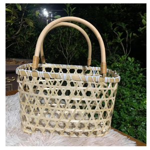 PANIER CADEAU DE PIQUE-NIQUE EN BAMBOU DU VIETNAM AVEC COUVERCLE POUR GÂTEAU THÉ AUX FRUITS CONCEPTION PERSONNALISÉE DISPONIBLE - Product Image 6