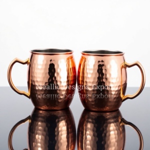 Lot de 2 tasses à mule de Moscou en cuivre martelé de 16 oz de qualité supérieure avec finition en métal poli et poignées en laiton pour boire et offrir - Product Image 6