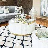 Table basse en incrustation d'os de luxe - Table d'appoint indienne artisanale avec finition haut de gamme, élégante pièce maîtresse pour le salon