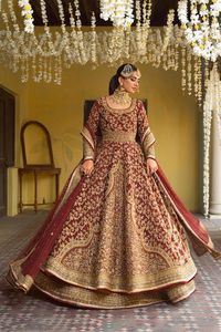 Robe Anarkali de mariée lourde ornée de perles de cristal et de broderies Dabka, tenue de mariage indienne et pakistanaise - Product Image 2