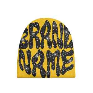 2025 personnalisé Y2K gothique Jacquard Beanie All-Over impression Logo hiver bonnet en tricot haute qualité conception sans manchette pour voyage bas quantité minimale de commande - Product Image 1