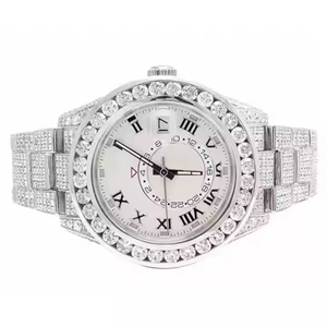 Reloj de acero inoxidable hecho a mano Mossinite Diamond para hombre, reloj de Hip Hop, regalo para él y ella - Product Image 1