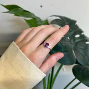 Romantic Design <b>Amethyst</b> Oval Cut 925 Sterling Silver Minimalist Band <b>Ring</b> Engagement Party Wedding Anniversaries Women Girls' - Product Image 1