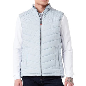 Chaleco acolchado de lona ligera con cremallera para hombre de otoño Venta caliente chaqueta de invierno acolchada con capucha sin mangas - Product Image 1