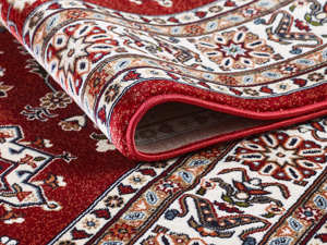 Alfombra turca de lujo hecha a máquina, poliéster rojo intenso, premium para sala de estar, del fabricante de Gaziantep. - Product Image 2