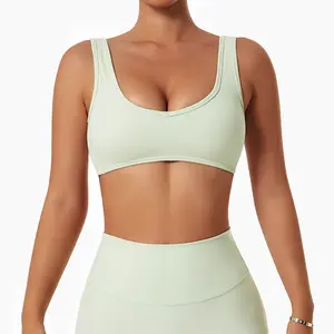 Soutien-gorge de sport personnalisé de haute qualité pour femmes Sexy Cross Back Crop Top Wire-Free Yoga Gym Friendly Comfy Spandex Cute Set - Product Image 4