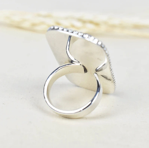 Bague pour femme en argent sterling 925 plaqué or/argent, faite à la main, avec un cluster de pierres précieuses fantaisie longues et ajustables, dahlia rose et turquoise - Product Image 5