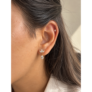 ต่างหูมุกทรงหยดน้ำลายดอกบัว-เครื่องประดับแฟชั่นสำหรับผู้หญิง - Product Image 2