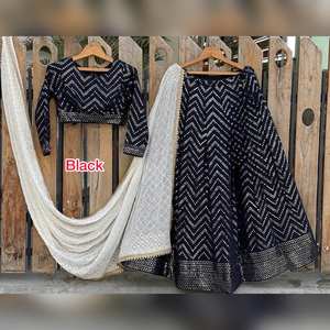 Ropa india y pakistaní de calidad superior, Ropa Étnica tradicional india pakistaní, Lehenga Choli de seda satinada preparada para mujer - Product Image 3