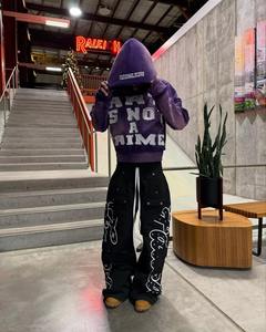 เสื้อมีฮู้ดโอเวอร์ไซส์ของผู้ชายเสื้อสวมหัวโอเวอร์ไซส์ลายปักผ้าคอตตอน460gsm สไตล์วินเทจซีดจาง - Product Image 5