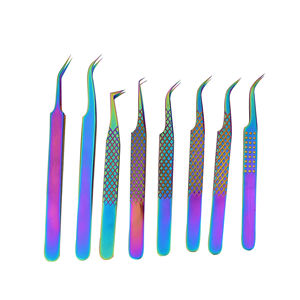 Juego de pinzas de volumen personalizadas al por mayor para extensión de pestañas, herramienta de belleza de acero inoxidable con logotipo privado - Product Image 1