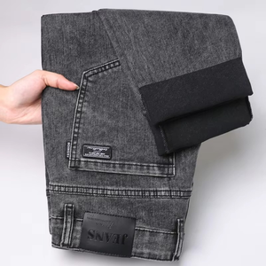 Men's Classic Regular Soft Gray Stretch <b>Denim</b> <b>Trousers</b> Fashion Slim <b>Trousers</b> Male Men's Spring Autumn Straight Jeans 28-40 - Product Image 3