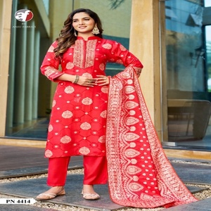 Soie russe de qualité supérieure avec pantalon Kurti de travail jacquard et fabricant et fournisseur Dupatta de l'Inde au taux le plus bas - Product Image 1