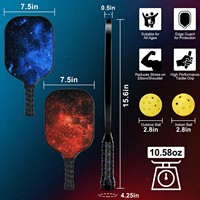 Ensemble de raquettes de pickleball en fibre de verre ou en fibre de carbone avec 4 balles de pickleball et sac de pickleball portable, pour l'exercice en intérieur et en extérieur