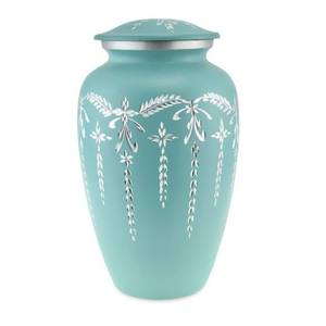 Urne funéraire en aluminium noir avec motif de fleurs de marguerite - Urne pour cendres humaines adultes avec bande gravée en argent Conteneur commémoratif - Product Image 6