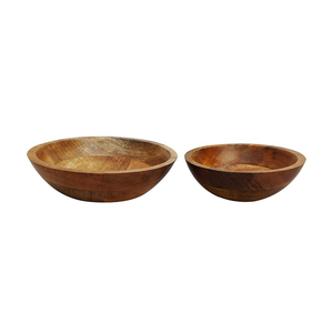 Premium Quality Handmade Solid Mango Wood Serving <b>Bowl</b> <b>Set</b> of 2 Modern Design with Natural Wood Finish for Parties Wholesale - Product Image 1