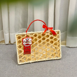 Canasta de Regalo de BAMBÚ Más Vendida con Tapa y 2 Asas, Color Personalizado Disponible, Artesanía de Mimbre, Elegante Canasta de Regalo Tejida - Product Image 5