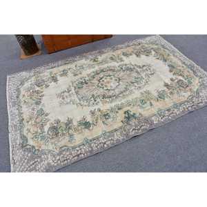 Tapis turc vintage, tapis de sol 4,4x7 pieds, tapis en laine persan gris bleu - Product Image 2