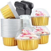 Gobelet en aluminium alimentaire réutilisable et sûr, moule rond jetable pour muffins, ramequin à pudding pour la pâtisserie à domicile