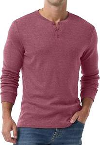 Camiseta Henley de Franela de Manga Larga para Hombre, Personalizada, de Alta Calidad, Transpirable, Ecológica, con Cuello Alto, Informal, para Invierno, ODM - Product Image 5