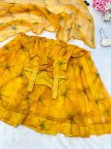 Venta caliente de las mujeres Anarkali Georgette bordado Kurti Dupatta Set Readymade Indian & Pakistani Wear para bodas y fiestas - Product Image 4