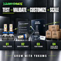 Ampoules de phares LED pour voiture YHKOMS, logo personnalisé d'usine, V22 130W 12200LM, double tube en cuivre, H1 H4 H7 H11 9005 9012, vente en gros