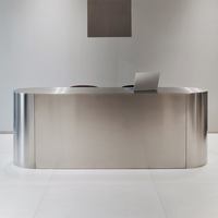 Comptoir de réception moderne pour hôtel, en métal, acier inoxydable, argenté, table de réception de bureau