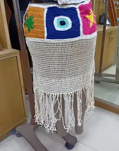 Recién llegado falda de trabajo de parche multicolor de ganchillo a mano con motivos hechos a mano falda de playa de ganchillo - Product Image 1