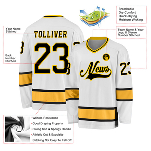 Maillots de hockey personnalisés sur mesure Impression par sublimation Teinture Col en V Maillot de hockey sur glace avec nom et numéro pour hommes et femmes Vente en gros - Product Image 2