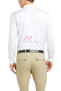 Camisas de espectáculo de equitación al por mayor, tops de competición ecuestre elegantes de tejido transpirable de primera calidad, diseño elegante de manga larga - Product Image 5