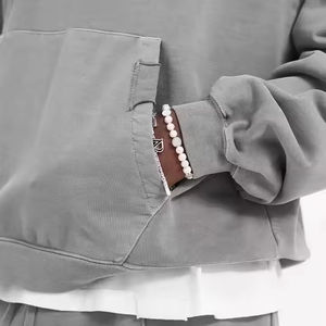 Hombres de alta calidad Precio barato Pullover Hoodies Heavy French Terry Pullover Hoodie Custom Drop Shoulder Fleece Sudadera con capucha de gran tamaño - Product Image 4