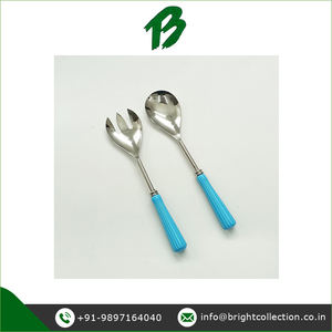 Juego de cubiertos Exportador de mango de resina azul claro de alta calidad Juego de ensalada de acero inoxidable disponible para compradores a granel - Product Image 3