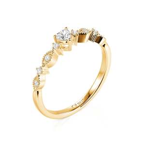Jeulia 18K Gold Plated Vintage Milgrain <b>Thin</b> Band Heart Promise <b>Ring</b> - Product Image 2