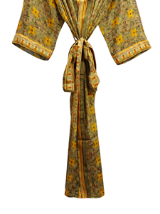 ชุดกิโมโนผ้าไหมยาวลายดอกไม้ผ้าไหมส่าหรีสไตล์วินเทจชุดคลุมส่าหรีสำหรับปาร์ตี้ชายหาดทำมือชุดกิโมโนผ้าไหมอินเดีย - Product Image 5