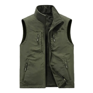 Veste de travail en laine pour homme, automne-hiver, multi-poches, col montant, gilets rembourrés, sous-vêtement épais pour l'extérieur, respirant - Product Image 2
