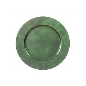 Plaque de chargeur verte ronde motif en relief assiette décorative élégante pour événement de fête de mariage et réglage de Table à la maison - Product Image 6