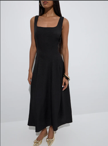 Robe trapèze noire solide - Product Image 3