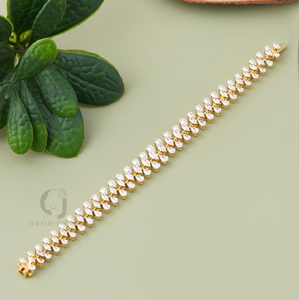 Bracelet tennis en or jaune 14 carats avec diamants de laboratoire taille marquise et poire de 2,58 carats, certifié IGI, couleur or rose élégante, vente en gros - Product Image 1