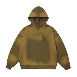 Envío rápido, Sudadera con capucha de lavado ácido de gran tamaño para hombre, patrón 3D, logotipo bordado, Jersey desgastado transpirable de calle alta para invierno - Product Image 5