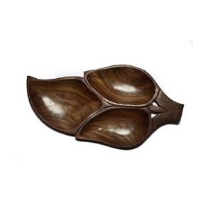Assiette ovale en bois divisée en 3 compartiments, écologique, artisanale, moderne, logo personnalisé pour la maison/la cuisine - Product Image 1