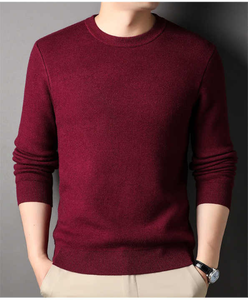 Pull tricoté coton personnalisé hommes 100% coton pull respirant col rond hommes hiver tricots ODM approvisionnement - Product Image 6