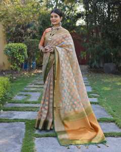 Fournisseur indien vendant Saree en soie d'organza pure et lourde d'articles ethniques de fabricant indien - Product Image 3