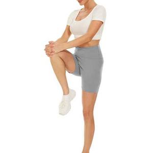 Custom Elastic Fitness Gym Workout <b>Women's</b> <b>Shorts</b> High Waist Training Yoga Sports <b>Shorts</b> Cotton Material Customized <b>Woman</b> <b>Shorts</b> - Product Image 4