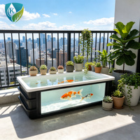 Aquarium en fibre de verre monobloc avec fenêtre de visualisation en verre trempé pour aquarium décoratif d'intérieur et bassin à koïs d'extérieur